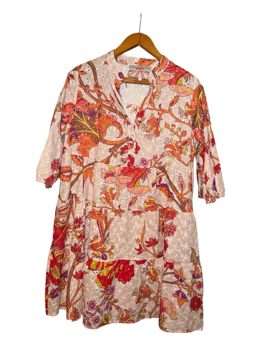 NEW! Soul Kathrine Colorful Bohemian Long Sleeve Cotton Dress Size Small